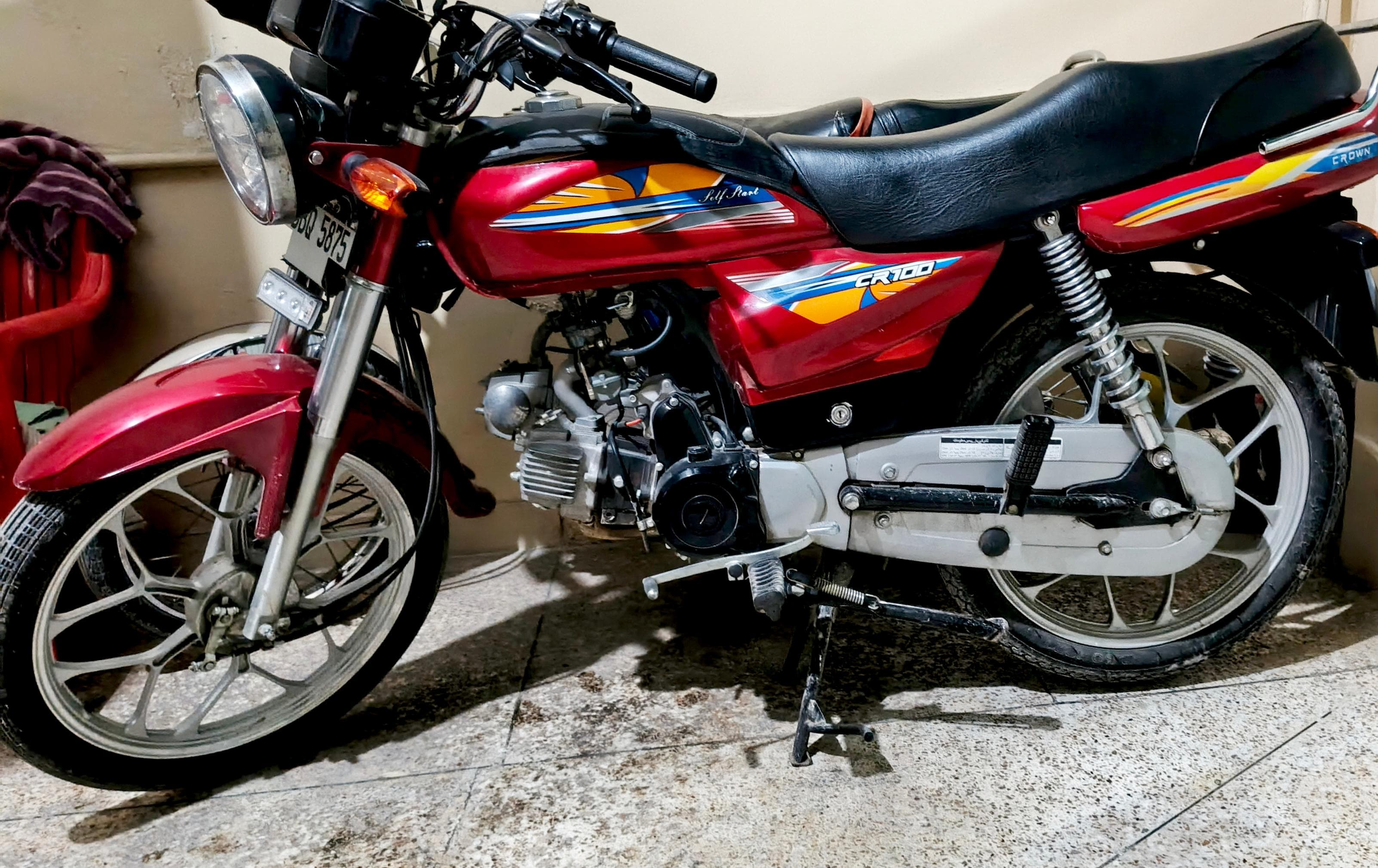 Crown 100cc selfstart bike for sale alloy rims 2025.model